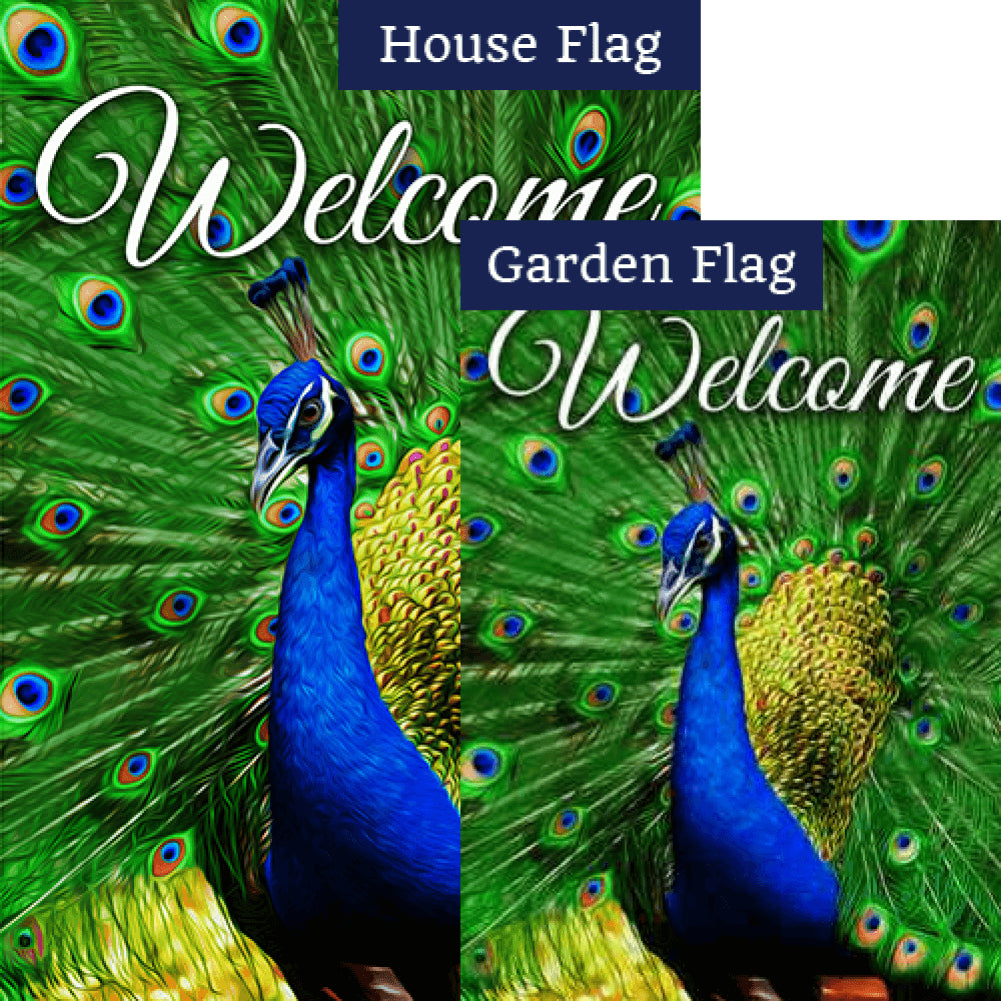 Proud Peacock Welcome Double Sided Flags Set (2 Pieces)