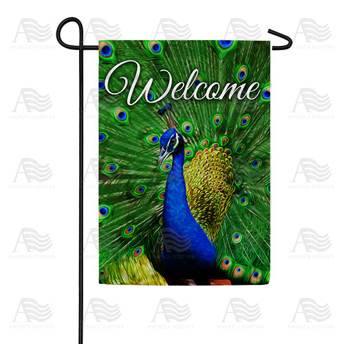 Proud Peacock Welcome Double Sided Garden Flag