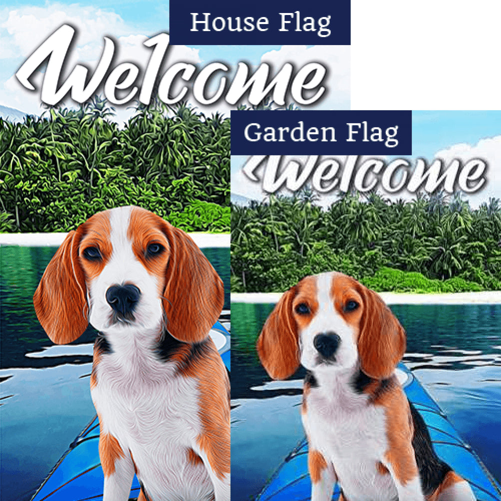 Kayaking Beagle Double Sided Flags Set (2 Pieces)