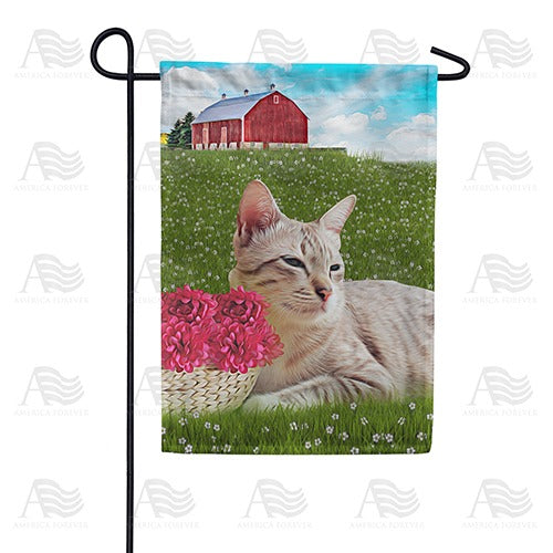 Cat Napping In Field Double Sided Garden Flag
