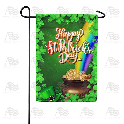 Pot Of Gold At End Of Rainbow Double Sided Garden Flag