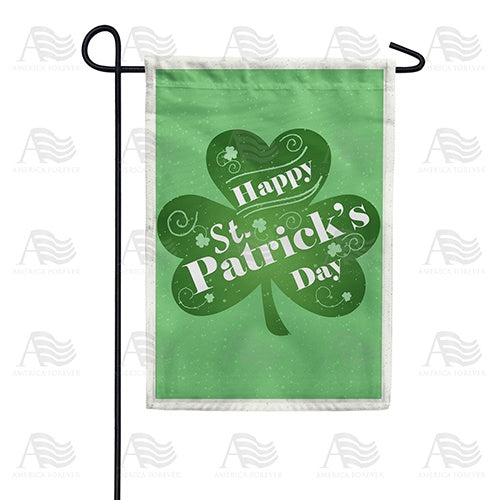 Happy St. Patrick's Day Clover Double Sided Garden Flag