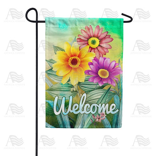 Pastel Daisies Welcome Double Sided Garden Flag