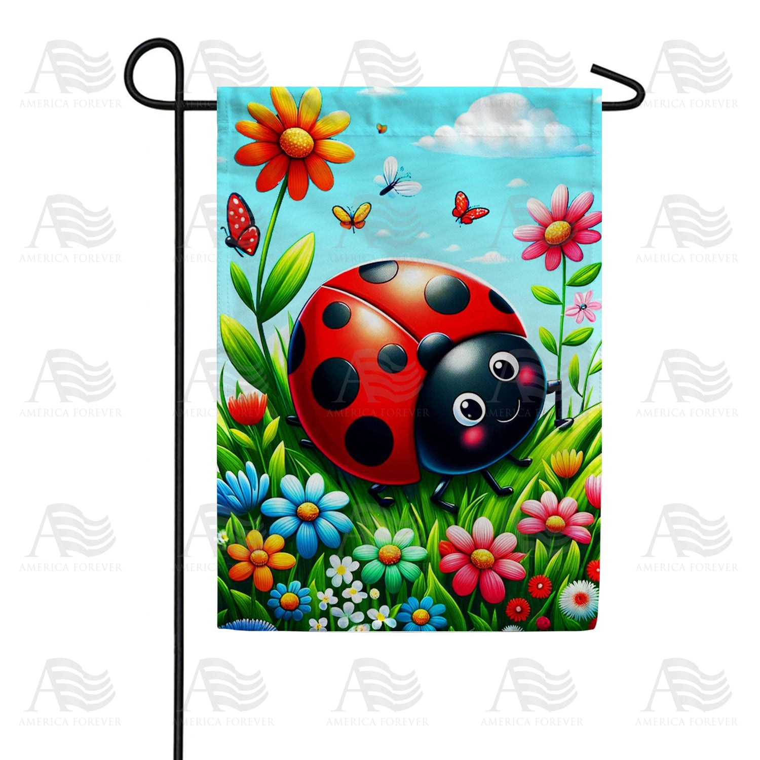 Ladybug's Delightful Garden Double Sided Garden Flag