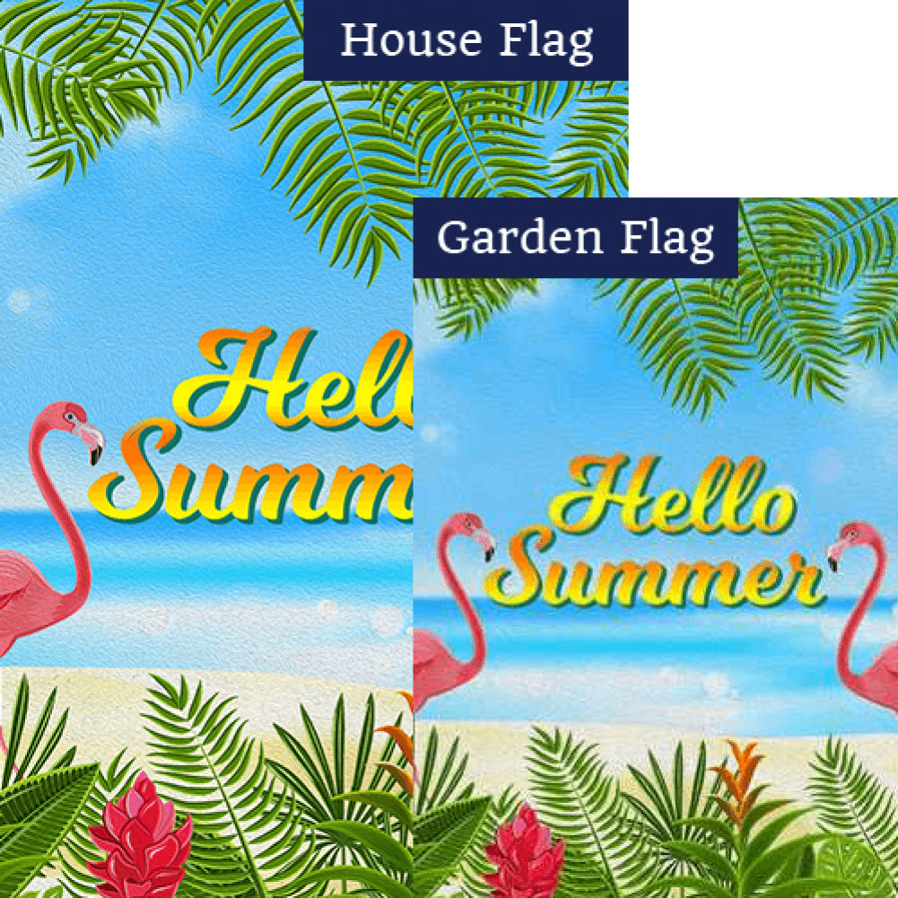 Twin Flamingo Summer Hello Flags Set (2 Pieces)
