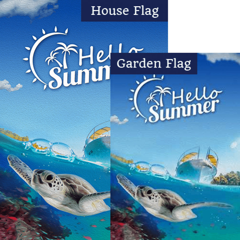 Summer Swimming Turtle Flags Set (2 Pieces)