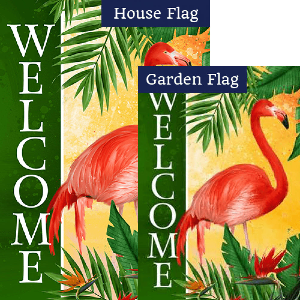 Pink Flamingo Welcome Flags Set (2 Pieces)