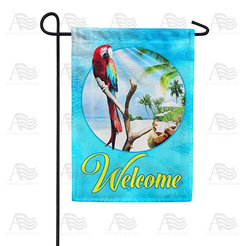 Tropical Welcome Parrot Double Sided Garden Flag