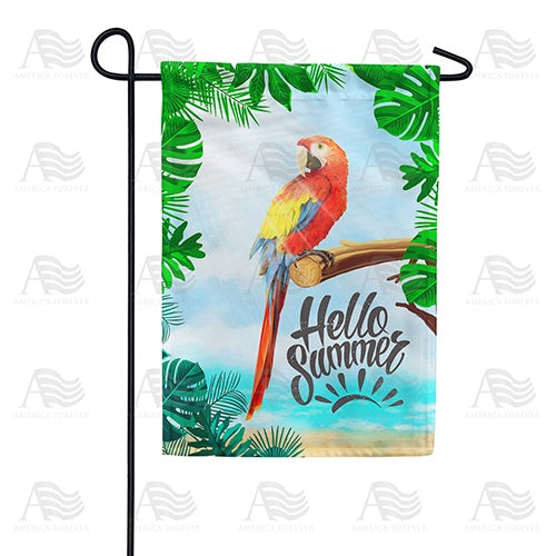 Macaw Says Hello Summer Double Sided Garden Flag