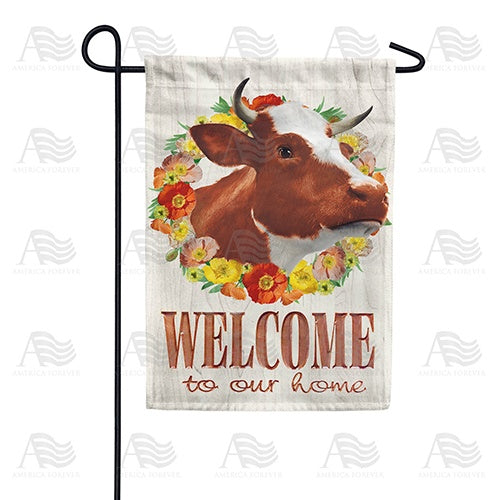 Floral Cow Welcome Double Sided Garden Flag