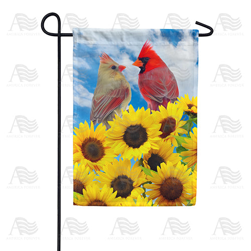 Cardinals and Sunflowers Double Sided Garden Flag