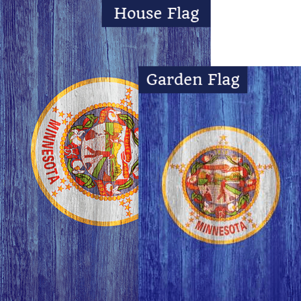 Minnesota State Wood-Style Double Sided Flags Set (2 Pieces)