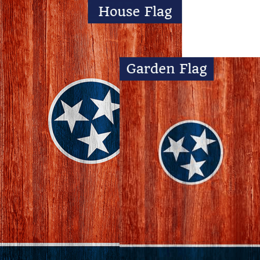 Tennessee State Wood-Style Double Sided Flags Set (2 Pieces)