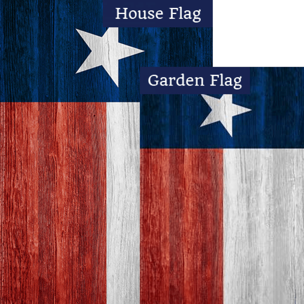 Texas State Wood-Style Double Sided Flags Set (2 Pieces)