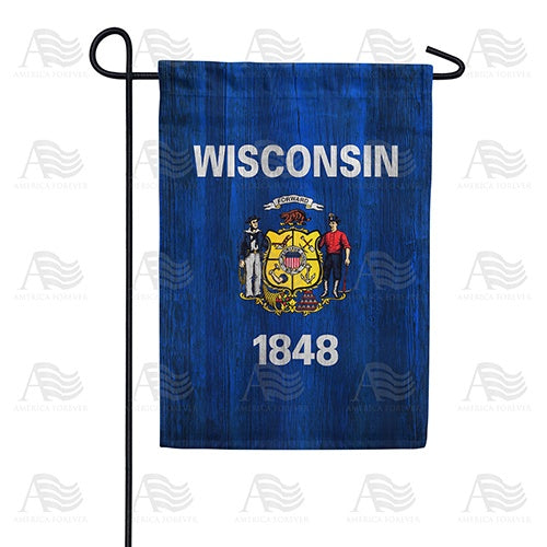 Wisconsin State Wood-Style Double Sided Garden Flag
