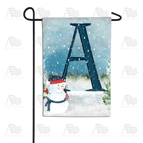 Let It Snow Watercolor Monogram Double Sided Garden Flag