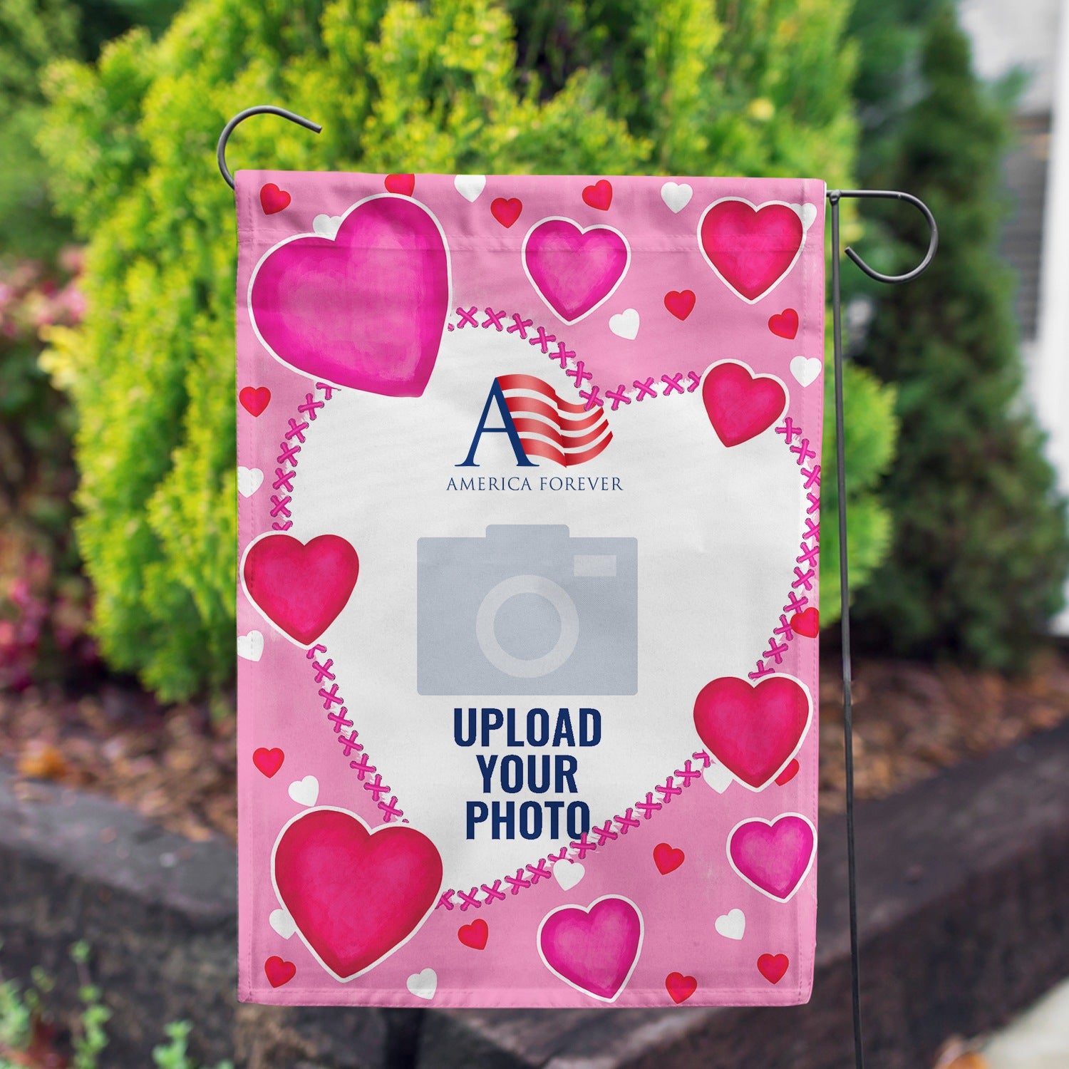 Personalized Valentine's Day Hearts Garden Flag