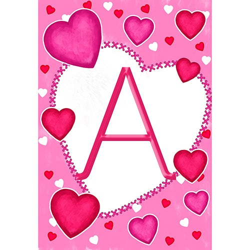 Happy Valentine's Day Hearts Monogram Garden Flag