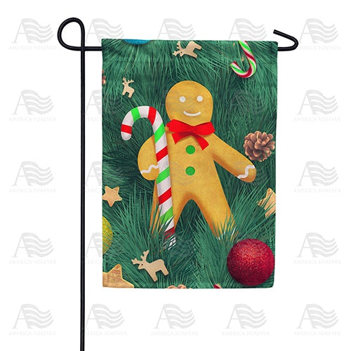 Gingerbread Man Candy Cane Double Sided Garden Flag