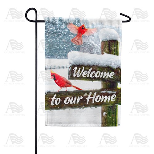 Cardinals Winter Welcome Double Sided Garden Flag