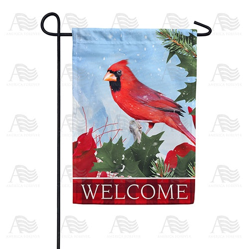Cardinal Red Plaid Welcome Double Sided Garden Flag