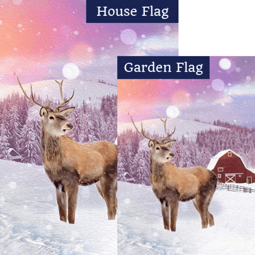 Young Elk's First Winter Flags Set (2 Pieces)