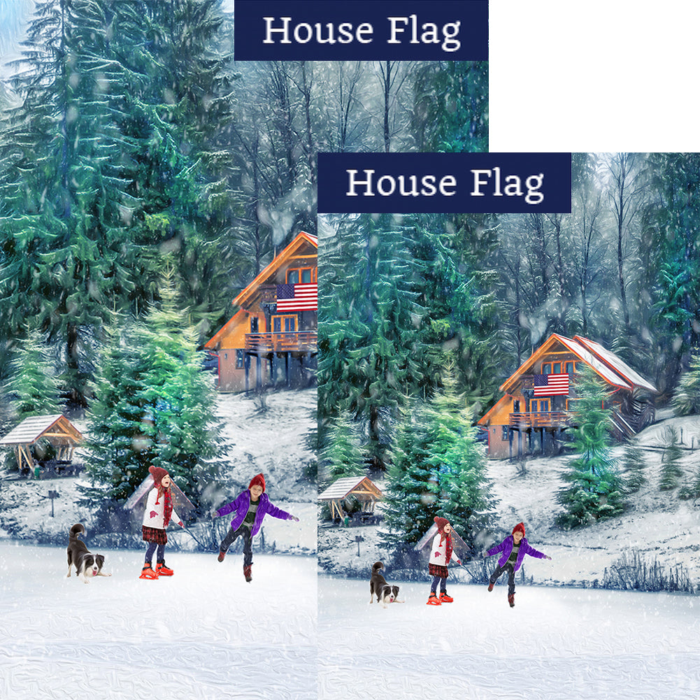 Winter Fun On The Lake Flags Set (2 Pieces)