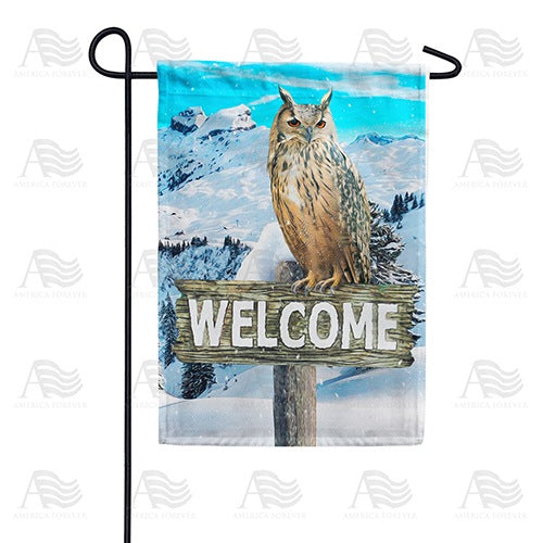 Winter Owl Welcome Double Sided Garden Flag