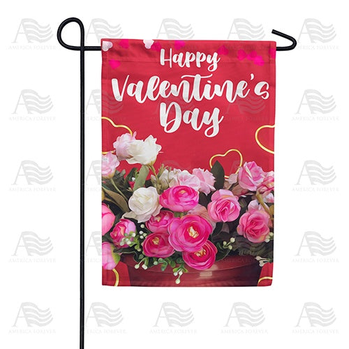 Happy Valentine's Day Roses Double Sided Garden Flag