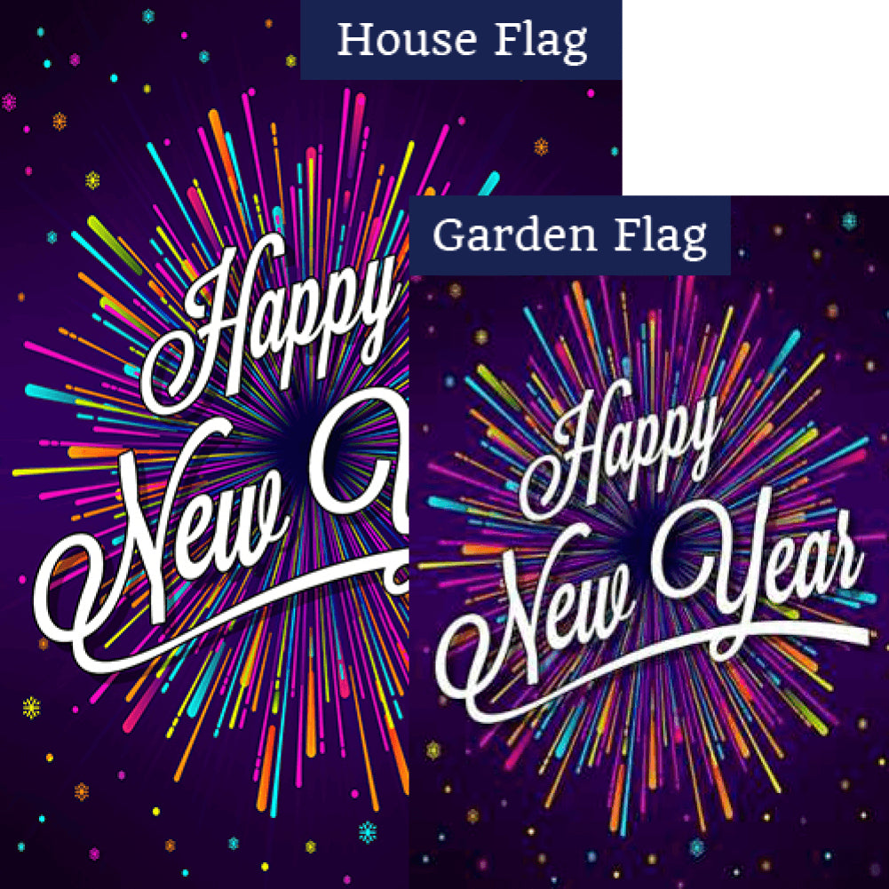 New Year Kaleidoscope Double Sided Flags Set (2 Pieces)