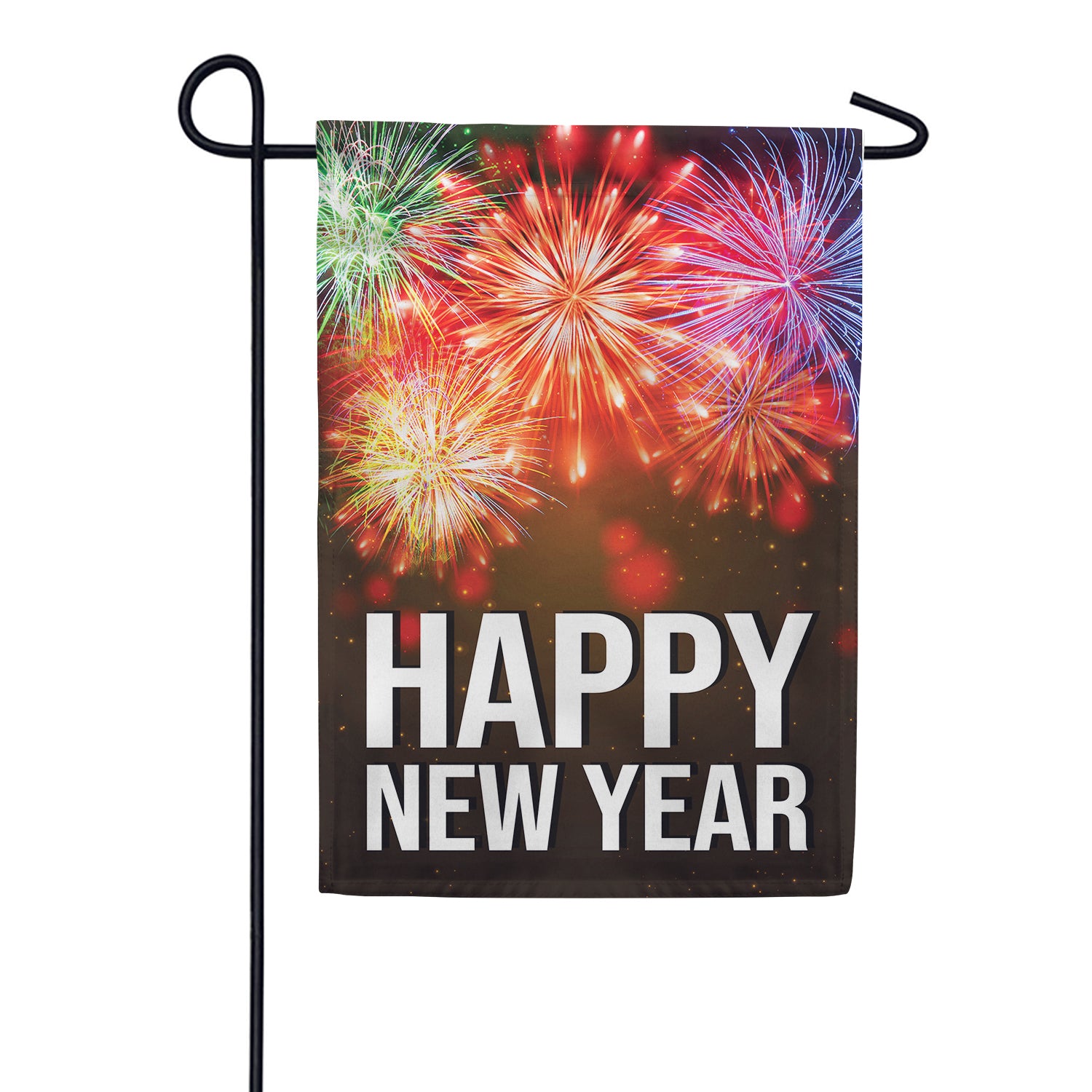 New Year Colorful Explosions Double Sided Garden Flag