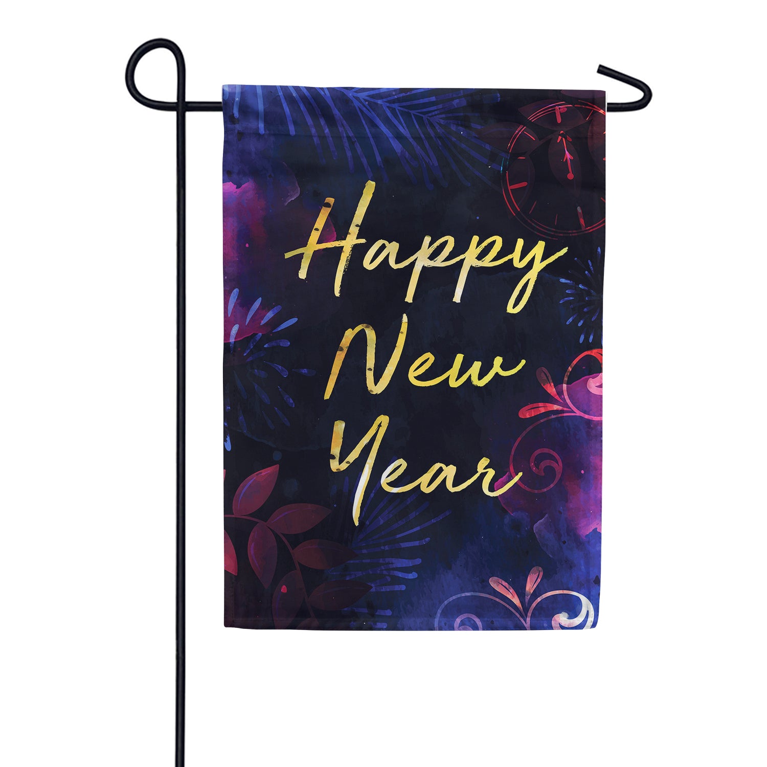 Happy New Year Gold Text Double Sided Garden Flag