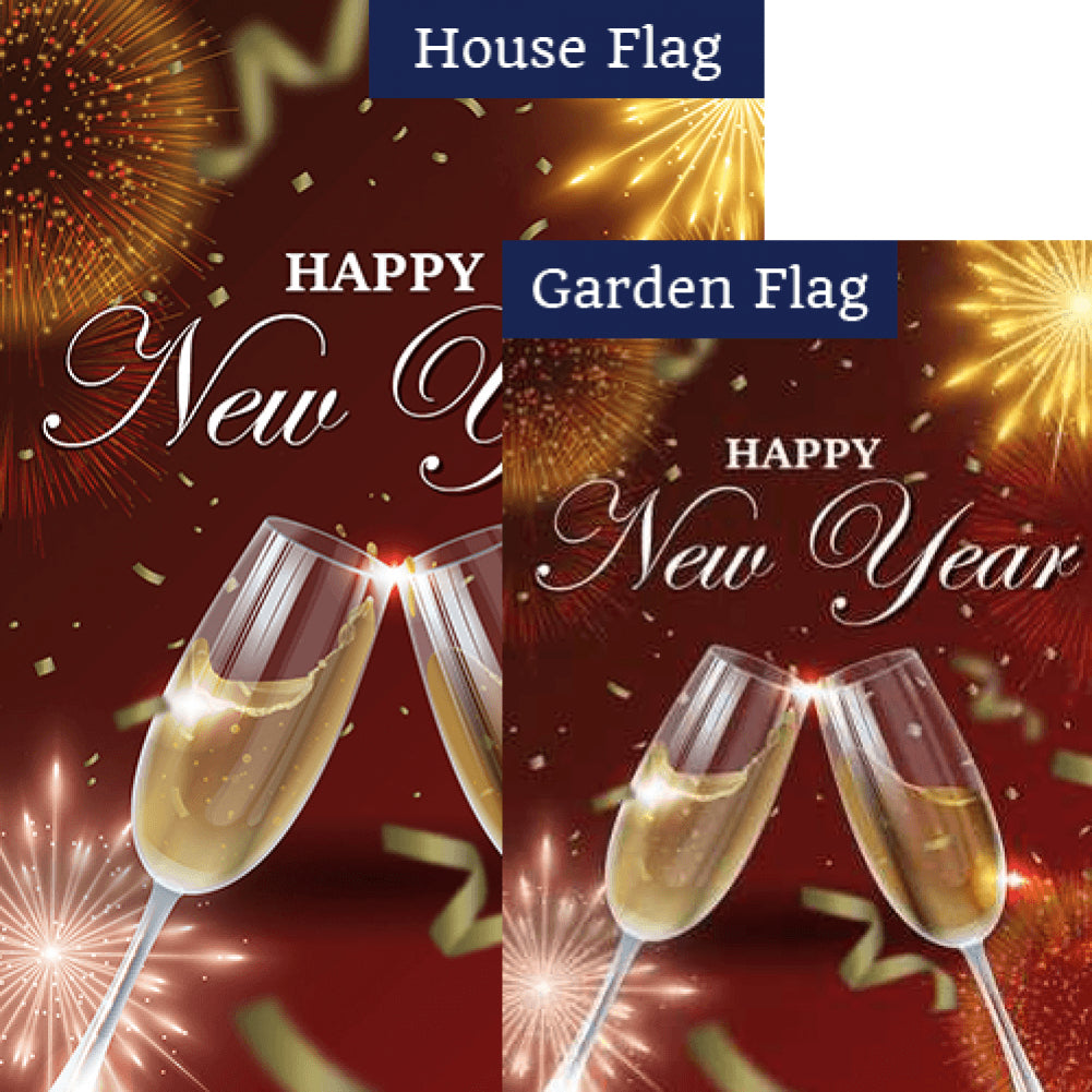 Clink! Happy New Year! Double Sided Flags Set (2 Pieces)