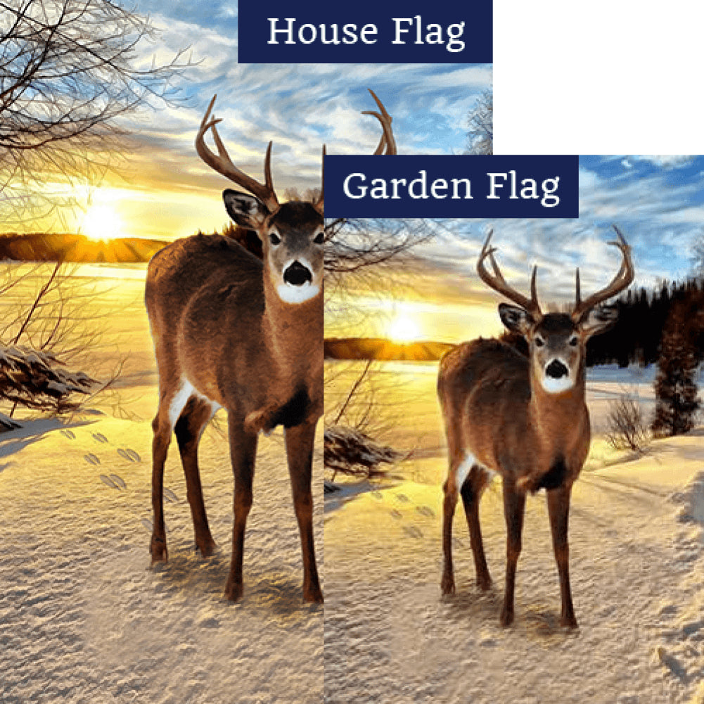The Winter Buck Stops Here Double Sided Flags Set (2 Pieces)