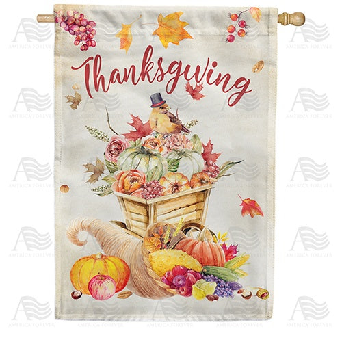 Thanksgiving Watercolor Double Sided House Flag