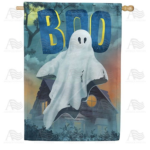 "Boo"berry Ghost Double Sided House Flag