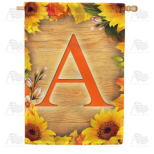 Autumn Sunflowers Monogram Double Sided House Flag