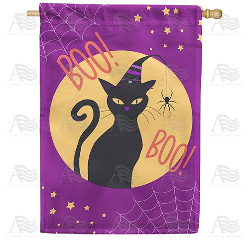 Black Cat Boo Double Sided House Flag