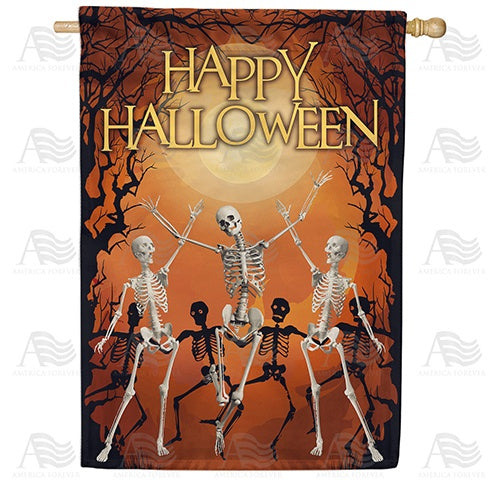 Halloween Dancing Skeletons Double Sided House Flag