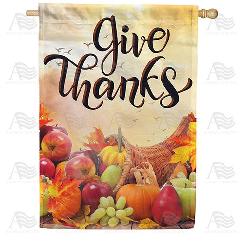 Give Thanks For Lord's Food Double Sided House Flag