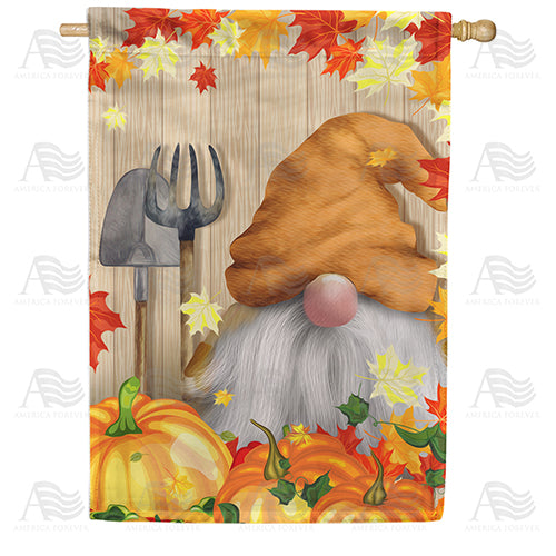 Gnome's Pumpkin Harvest Double Sided House Flag