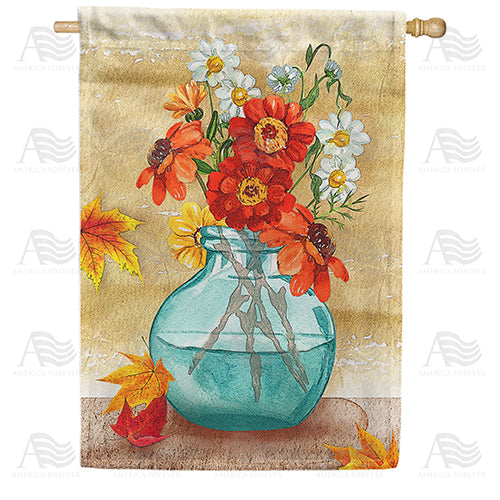 Fall Flowers Painting Double Sided House Flag