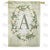 Sage Floral Monogram Double Sided House Flag