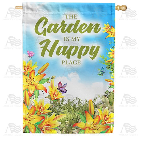 Happy In My Garden Double Sided House Flag