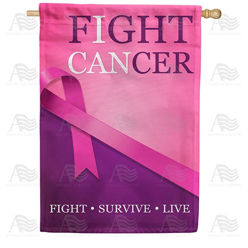 Fight Cancer Double Sided House Flag