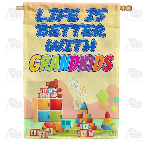 Grandkids Keep You Young Double Sided House Flag
