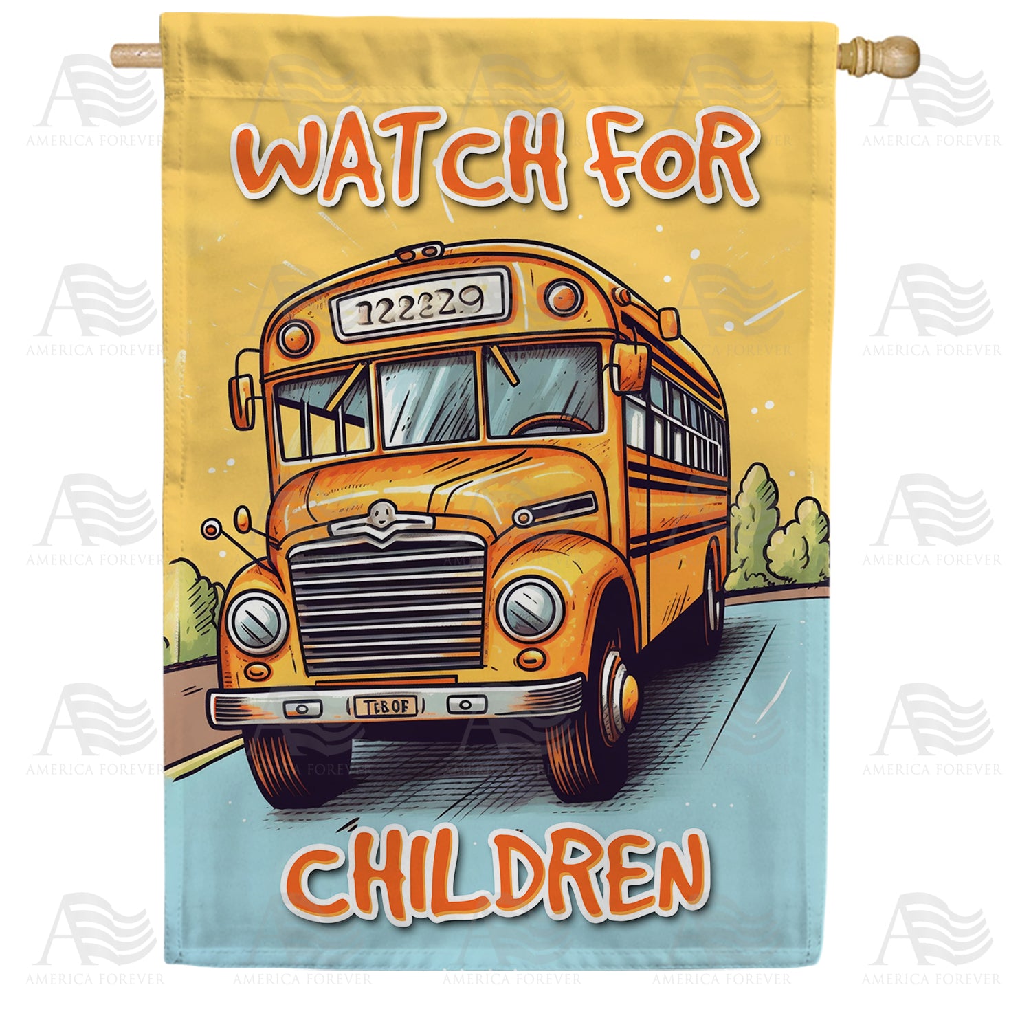 The Yellow School Mobile Double Sided House Flag