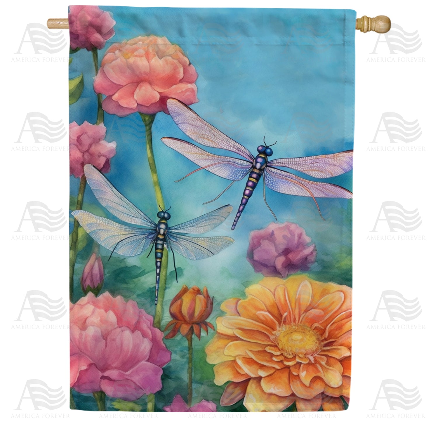 Blue Dragonflies Double Sided House Flag