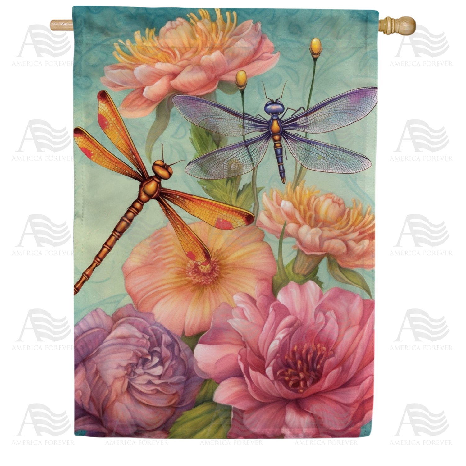 Colorful Dragonflies Double Sided House Flag