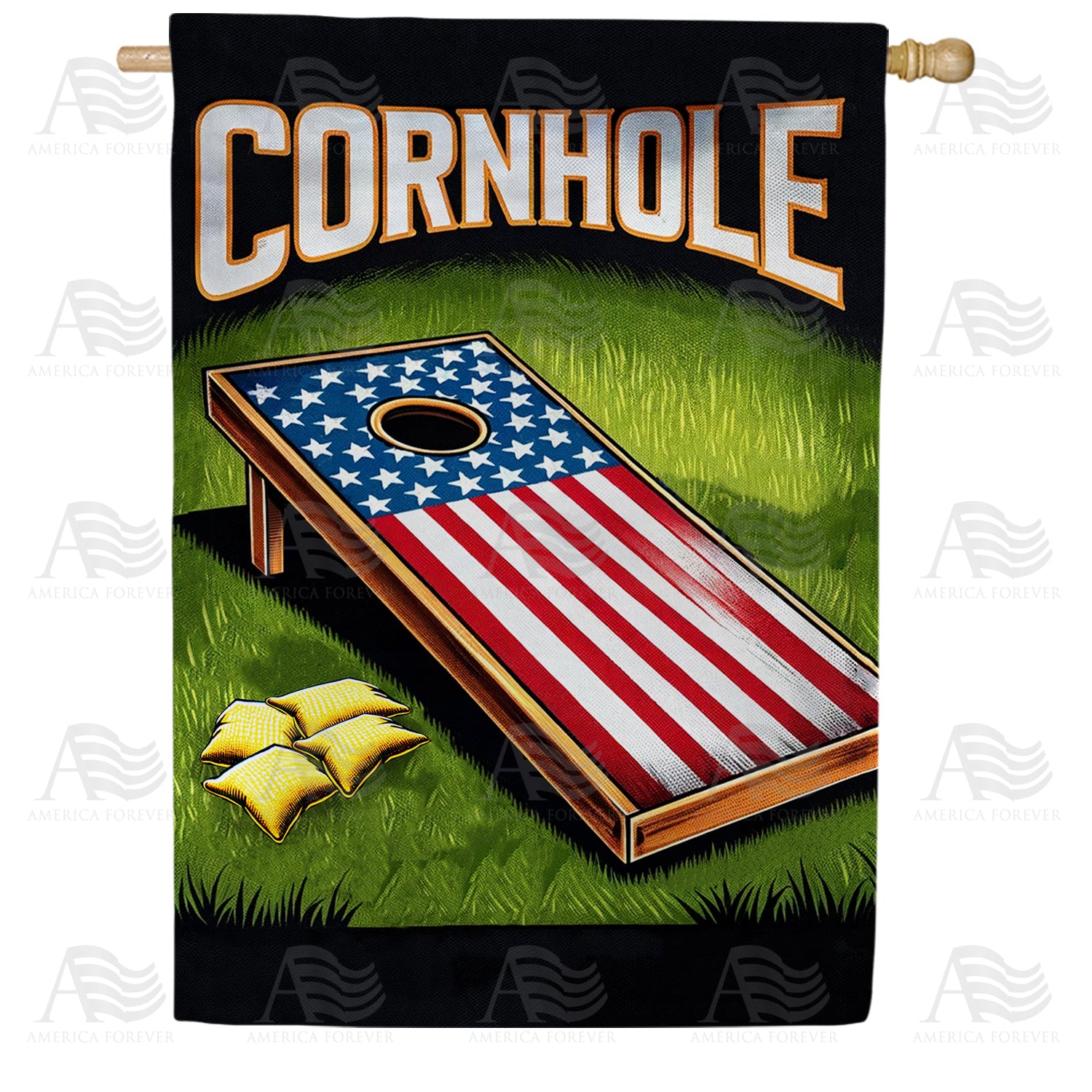 American Flag Cornhole Game Double Sided House Flag